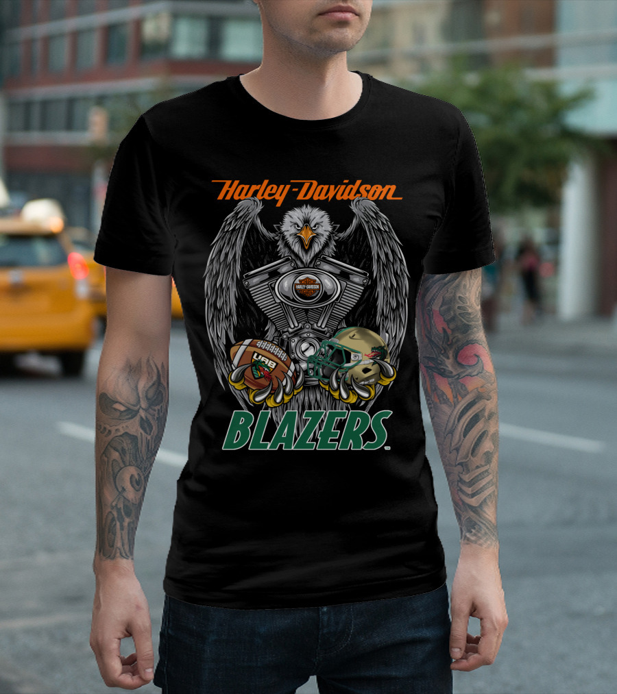 Harley Davidson Blazers Football Eagle Engine Design Uab T-Shirt