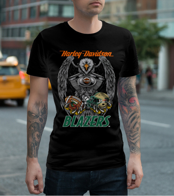 Harley Davidson Blazers Football Eagle Engine Design Uab T-Shirt