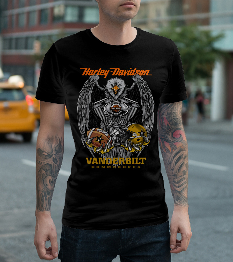 Harley Davidson Vanderbilt Commodores Ncaa Football Eagle Engine T-Shirt