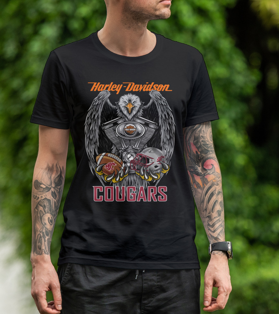 Harley Davidson Seattle Cougars Ncaa3 Football Engine Eagle Wscf T-Shirt