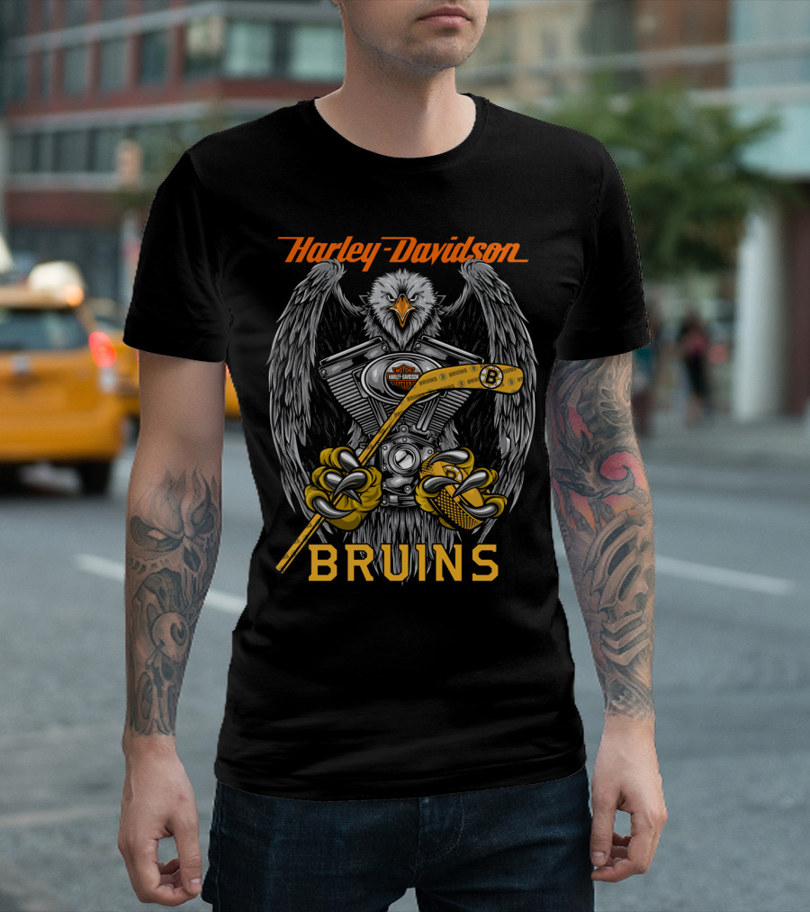 Harley Davidson Bruins Nhl Bb Eagle Engine T-Shirt