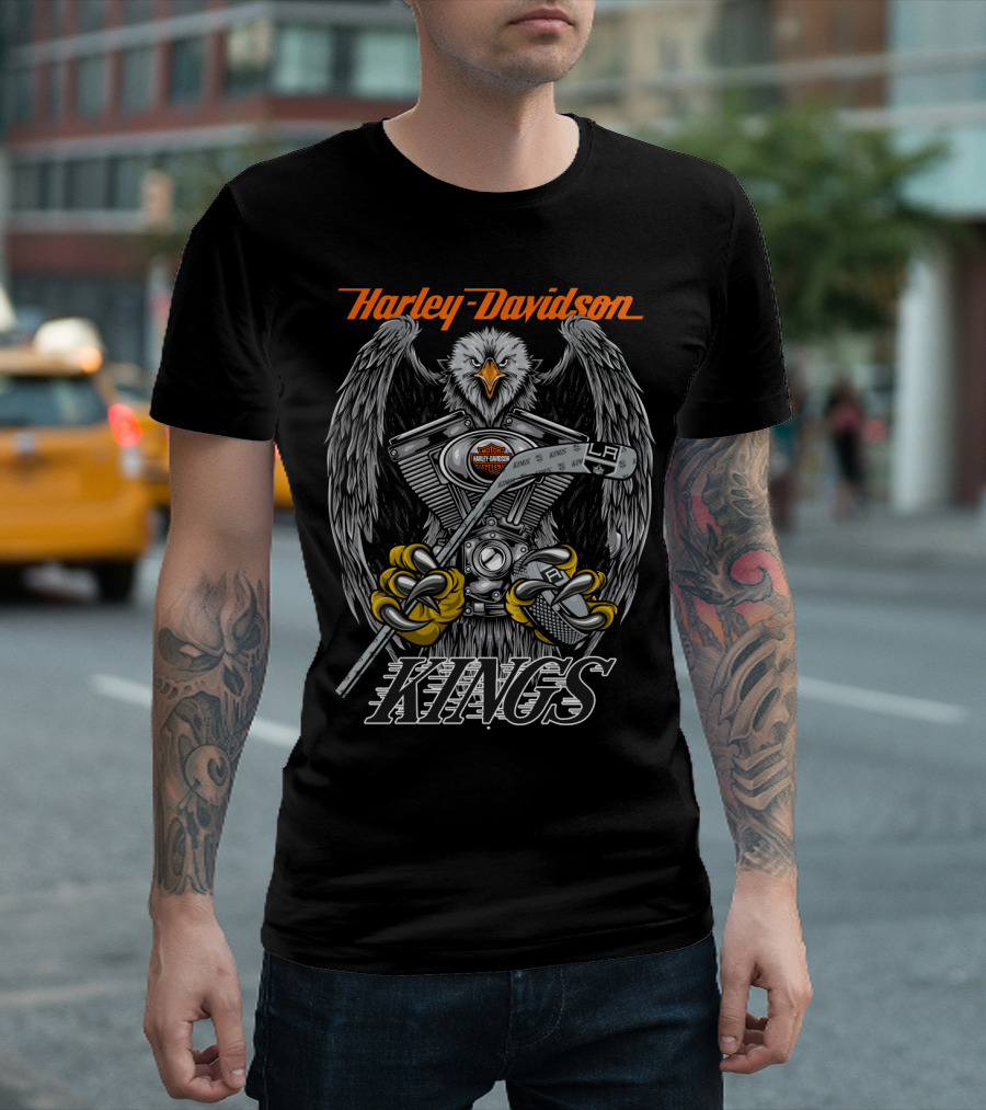 Harley Davidson Kings Nhl Lak Bird Engine Hockey Stick T-Shirt