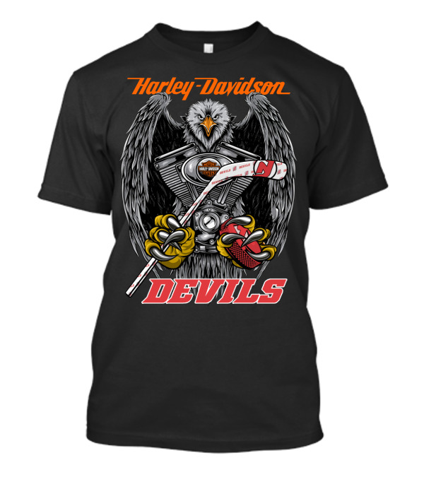Harley Davidson Devils Nhl Njd Eagle Engine Hockey Stick T-Shirt