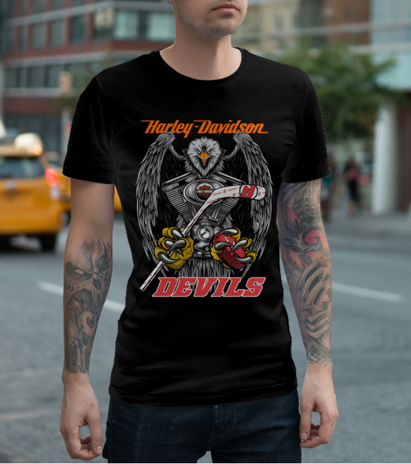 Harley Davidson Devils Nhl Njd Eagle Engine Hockey Stick T-Shirt