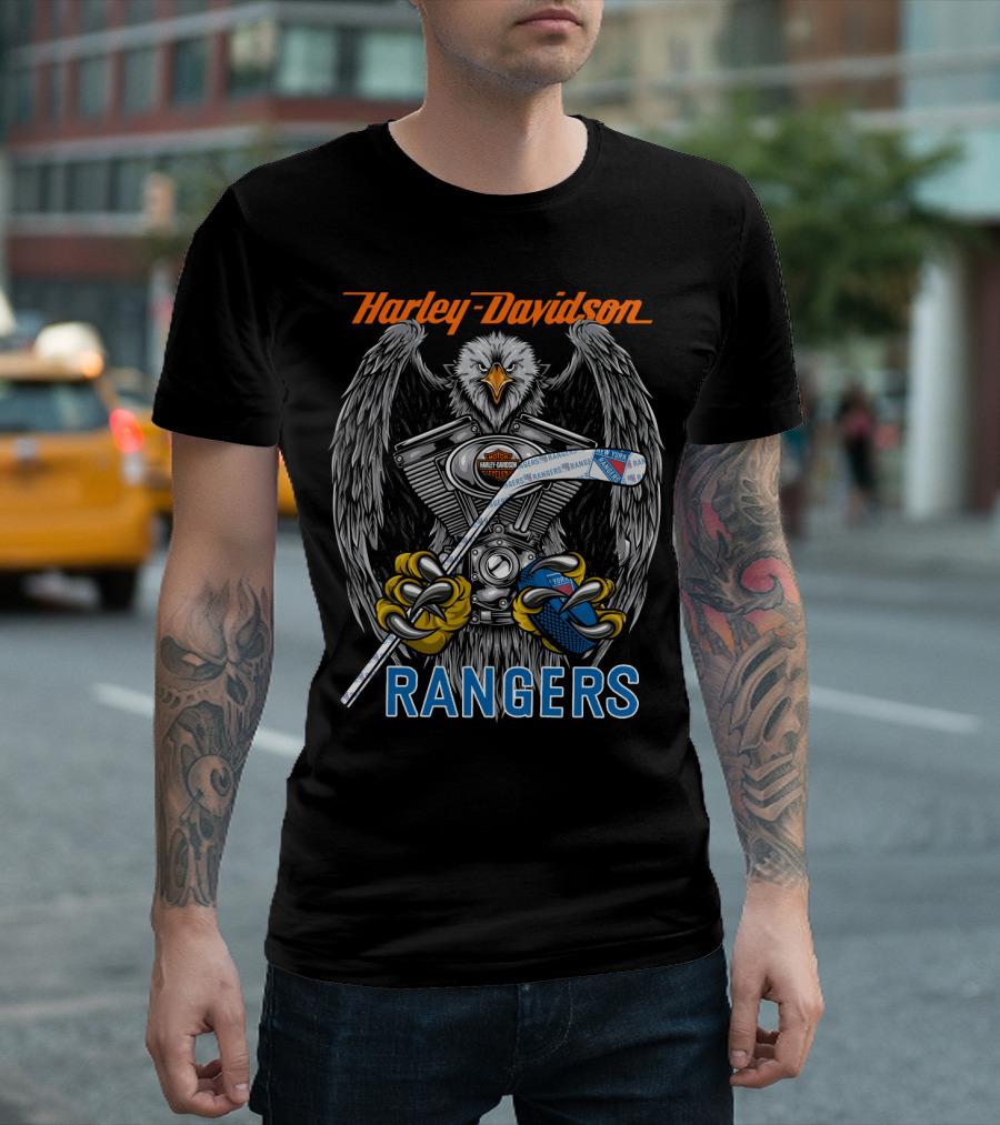 Harley Davidson Engine Eagle Rangers Hockey Stick T-Shirt