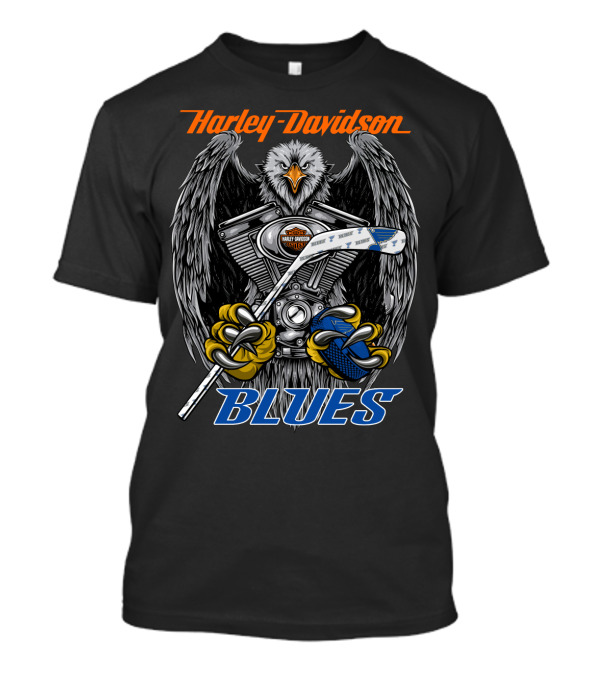 Harley Davidson Blues Hockey Eagle Nhl Motorcycles T-Shirt