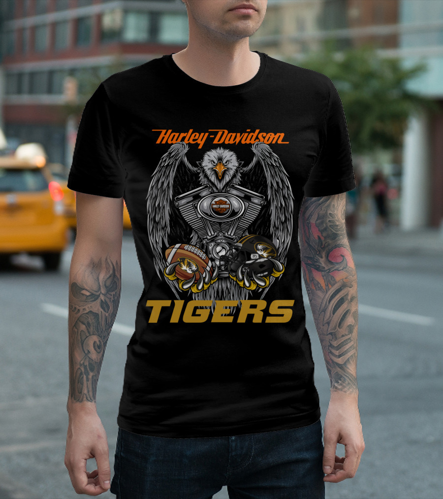 Harley Davidson Tigers Football Eagle Engine T-Shirt