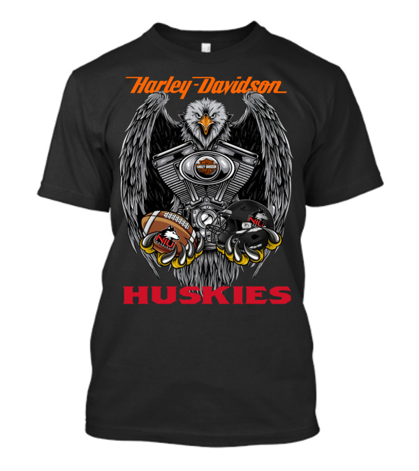 Harley Davidson Huskies Niu Football Motor Eagle T-Shirt