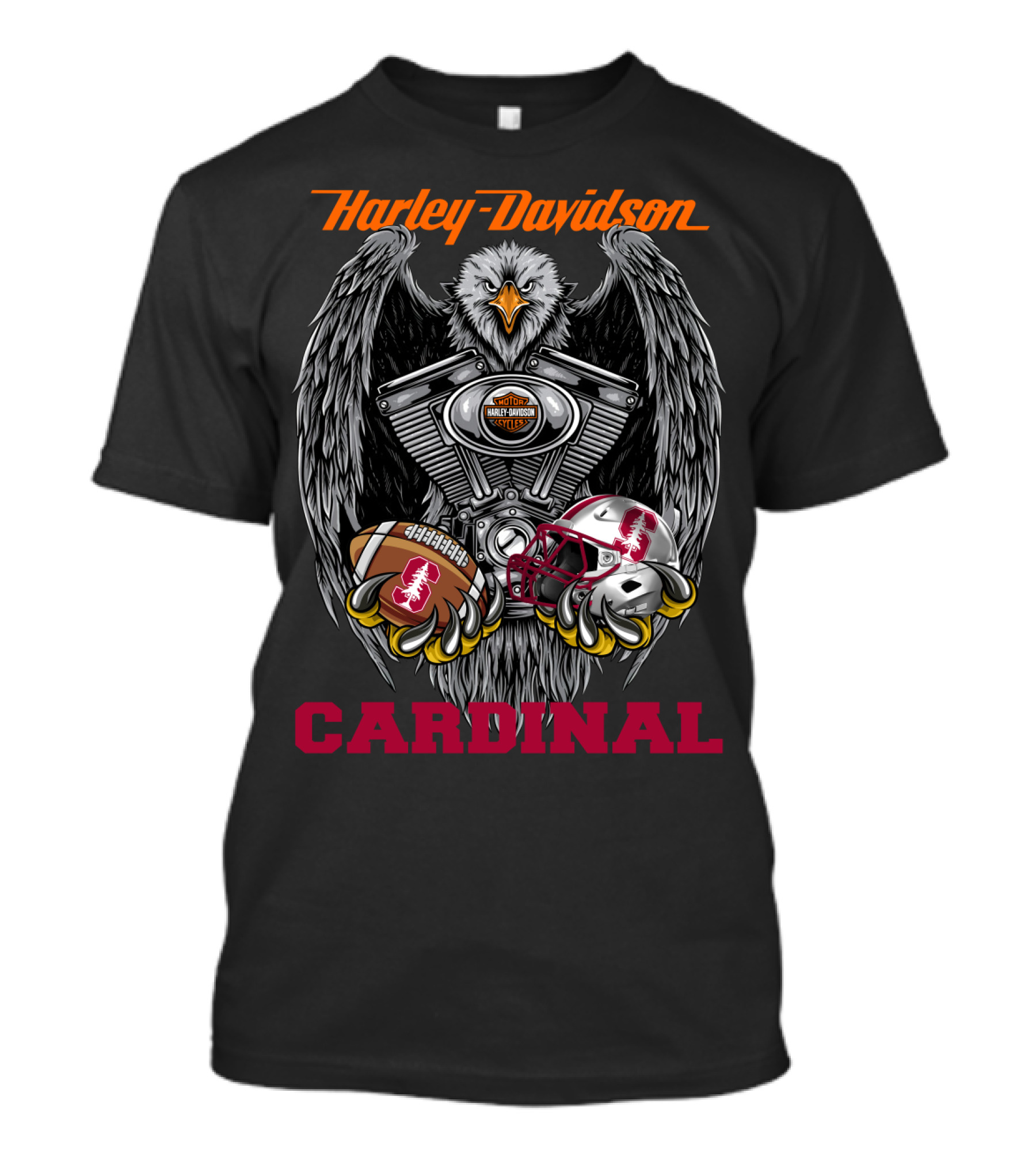 Harley Davidson Cardinal Eagle Engine Football Helmet T-Shirt