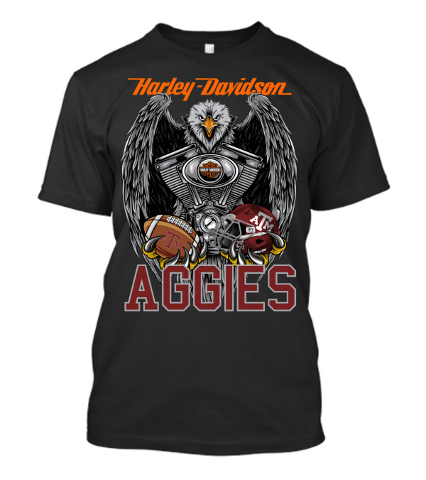 Harley Davidson Aggies Texas A&M Football Eagle Engine T-Shirt