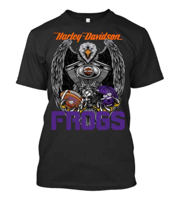 Harley Davidson Tcu Frogs Ncaa Football Helmet And Eagle T-Shirt