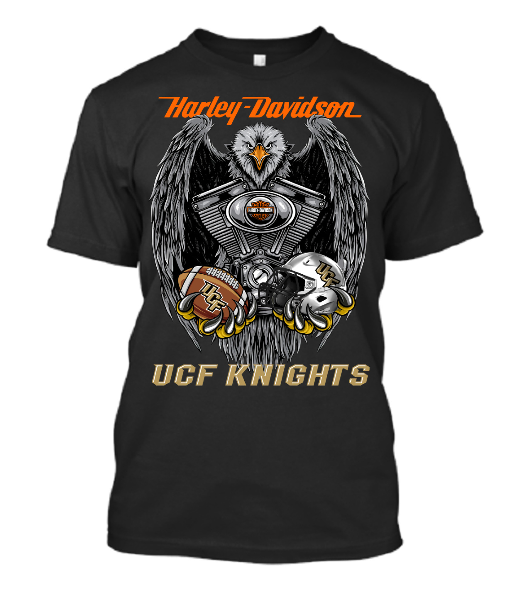 Harley Davidson Ucf Knights Eagle With Football And Helmet T-Shirt