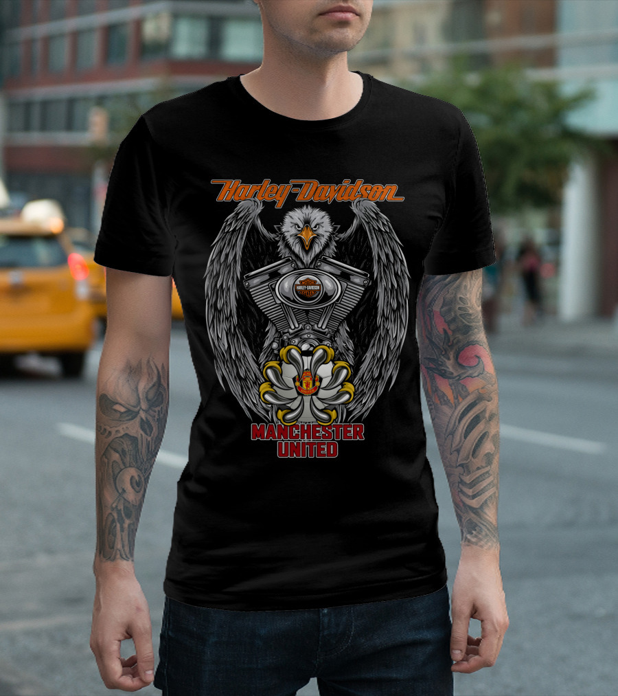 Harley Davidson Manchester United Eagle Engine T-Shirt