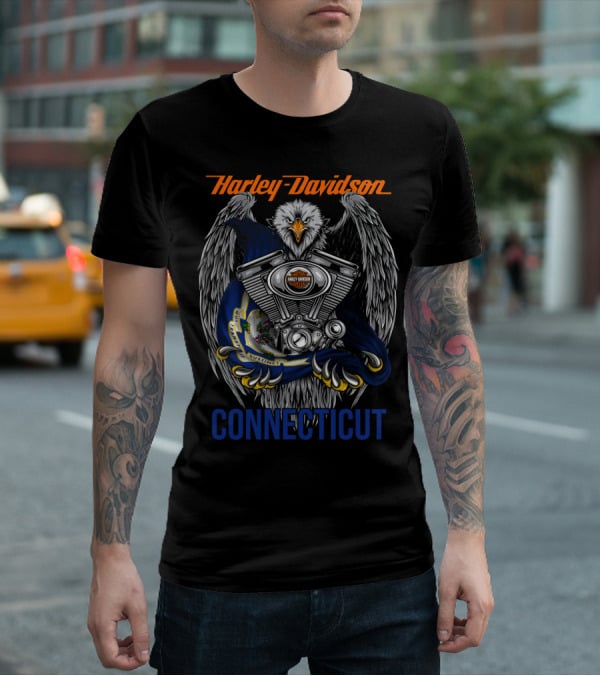 Harley Davidson Eagle Emblem Connecticut T-Shirt