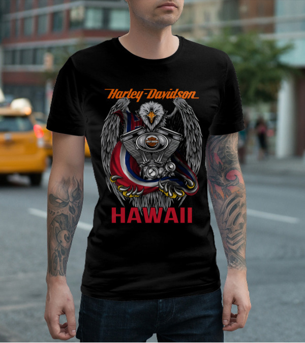 Harley Davidson Hawaii Eagle Engine Art T-Shirt