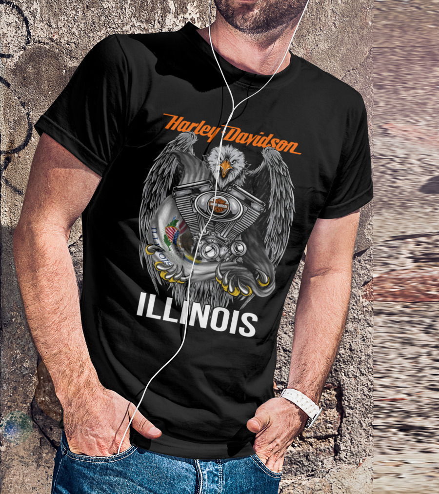 Harley Davidson Eagle Engine Illinois T-Shirt