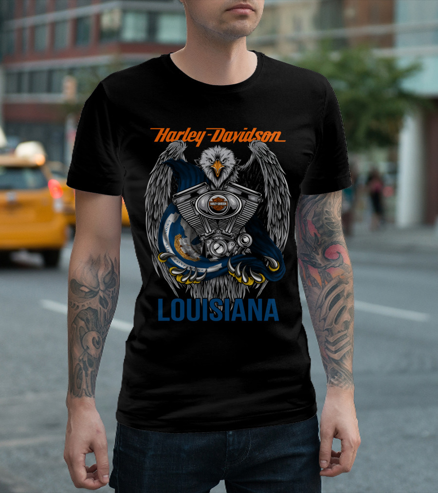 Harley Davidson Eagle Motor Engine Louisiana T-Shirt