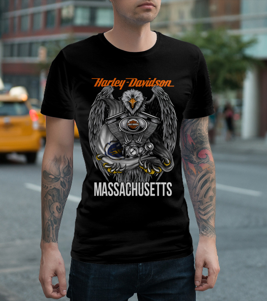 Harley Davidson Eagle Engine Massachusetts T-Shirt