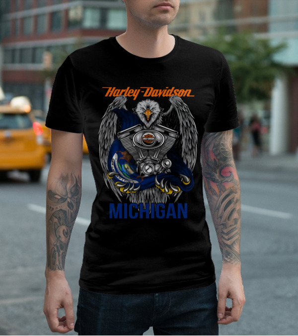 Harley Davidson Michigan Eagle Engine T-Shirt