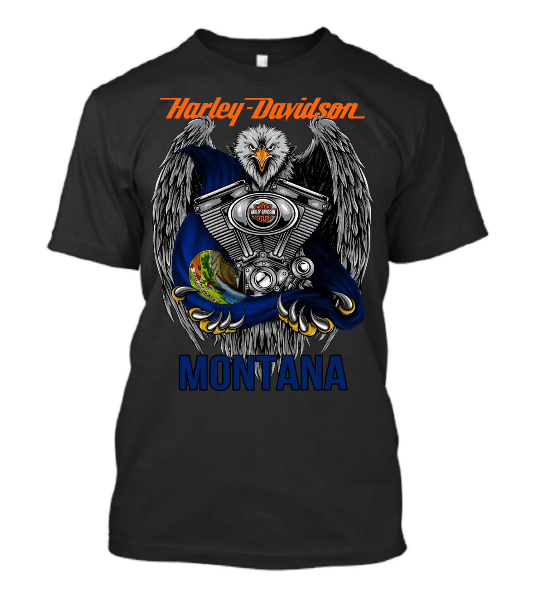 Harley Davidson Montana Eagle And Engine T-Shirt