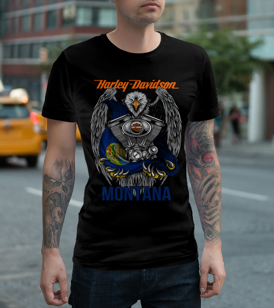 Harley Davidson Montana Eagle And Engine T-Shirt