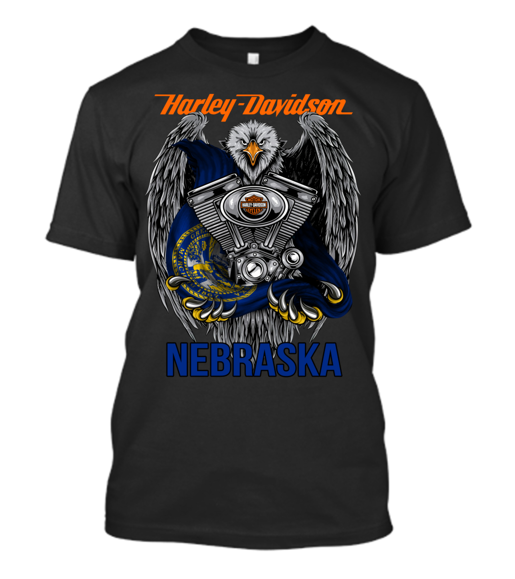 Harley Davidson Eagle Engine Nebraska T-Shirt
