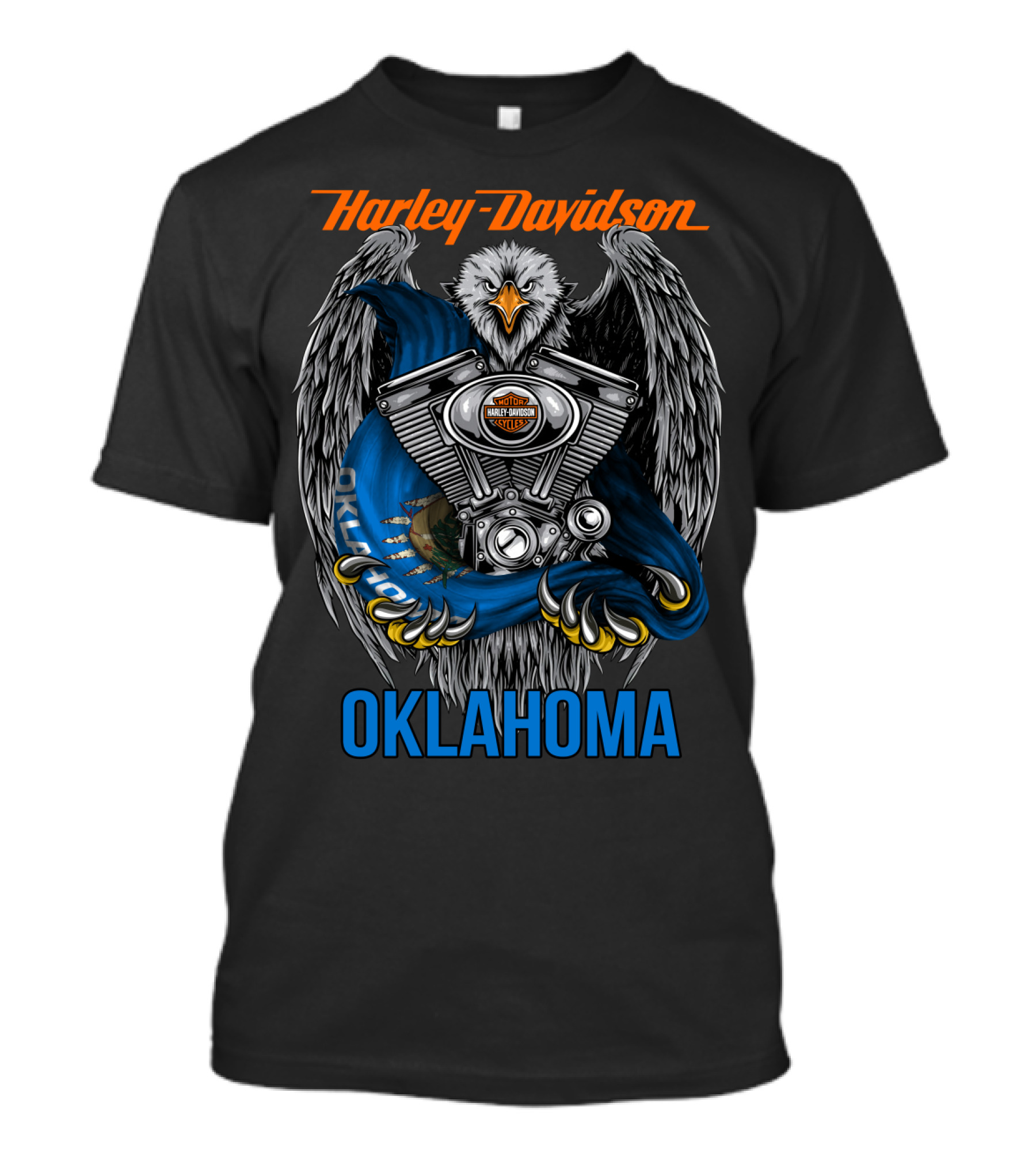 Harley Davidson Oklahoma Eagle And Engine T-Shirt
