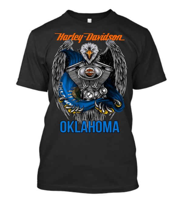 Harley Davidson Oklahoma Eagle And Engine T-Shirt