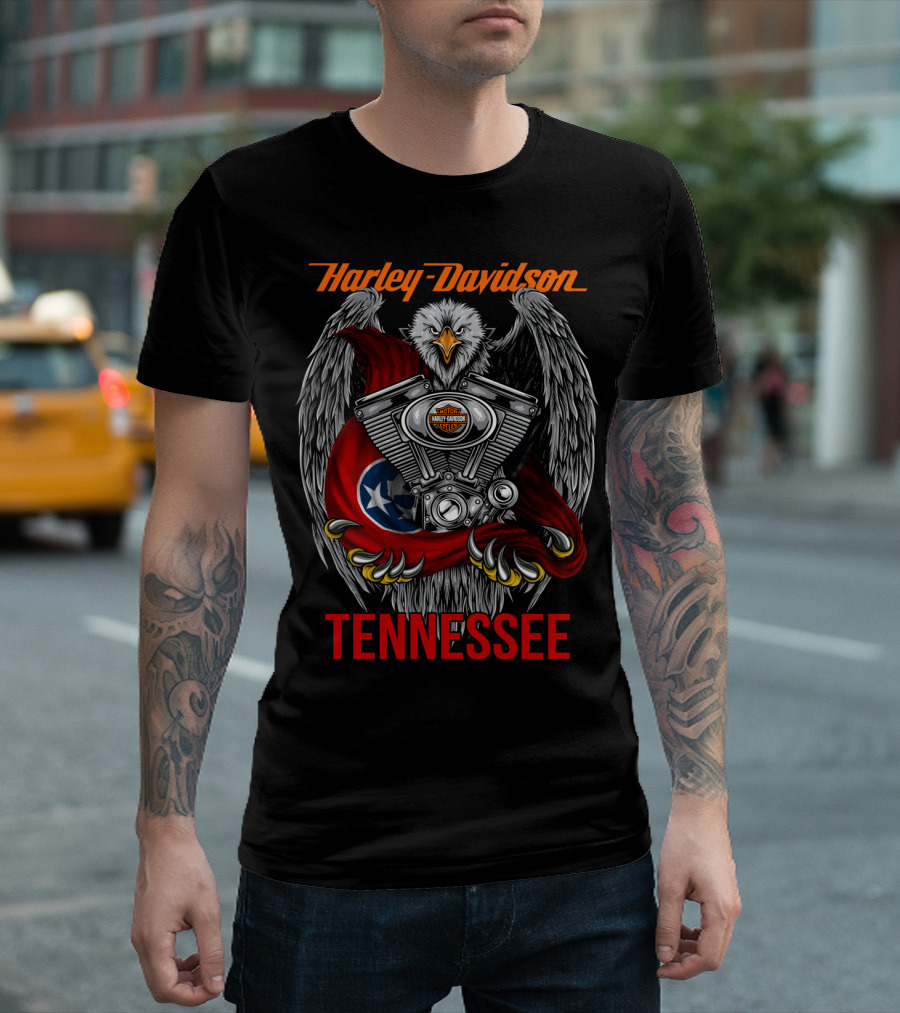 Harley Davidson Tennessee Eagle Engine Flag T-Shirt