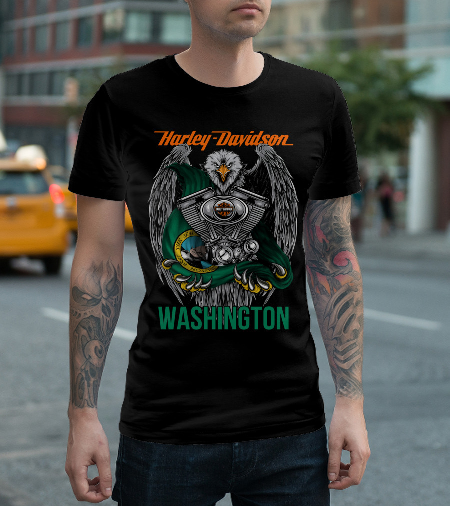 Harley Davidson Seattle Eagle Engine Washington T-Shirt