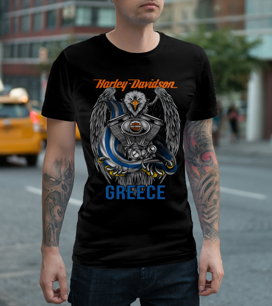 Harley Davidson Greece Eagle Engine T-Shirt