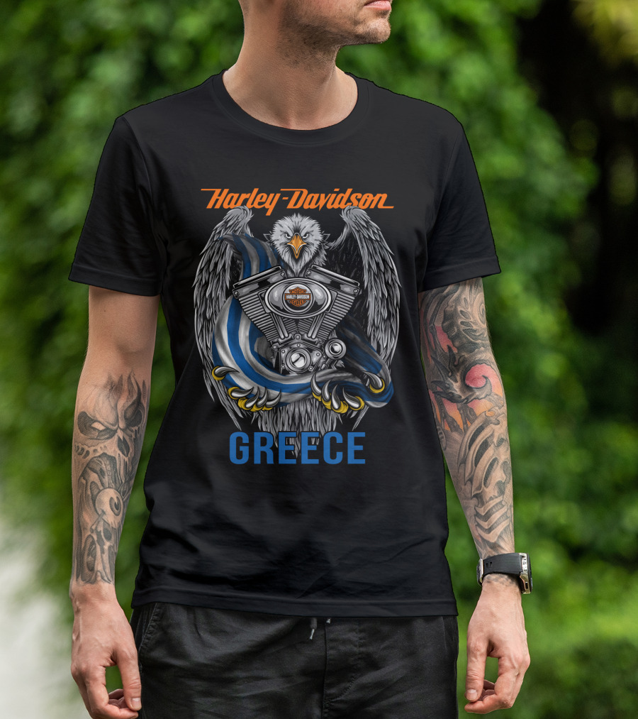 Harley Davidson Greece Eagle Engine T-Shirt