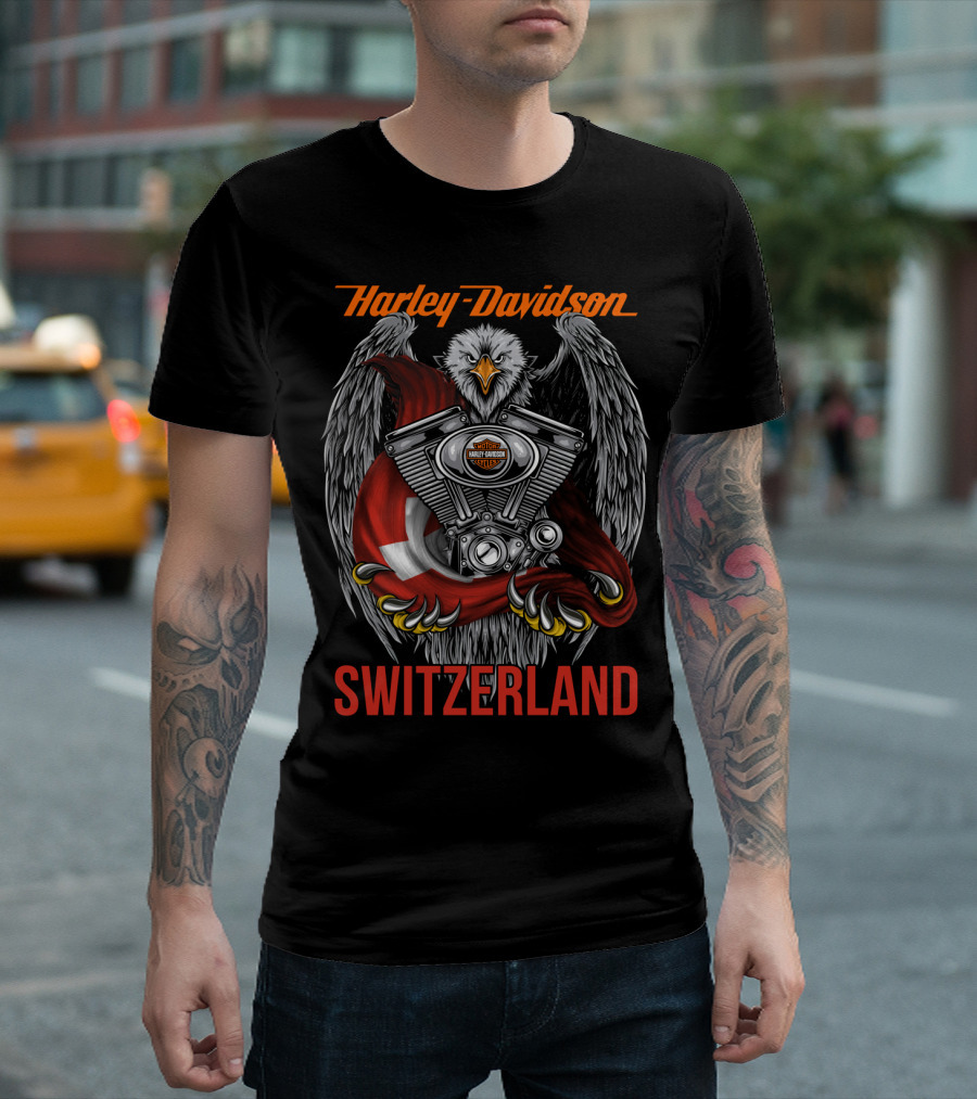 Harley Davidson Switzerland Eagle And Engine T-Shirt