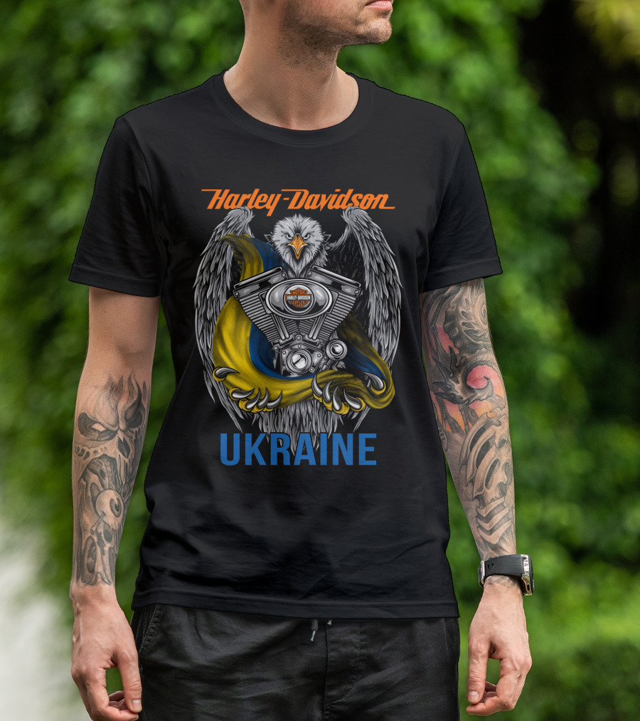 Harley Davidson Ukraine Eagle And Engine T-Shirt