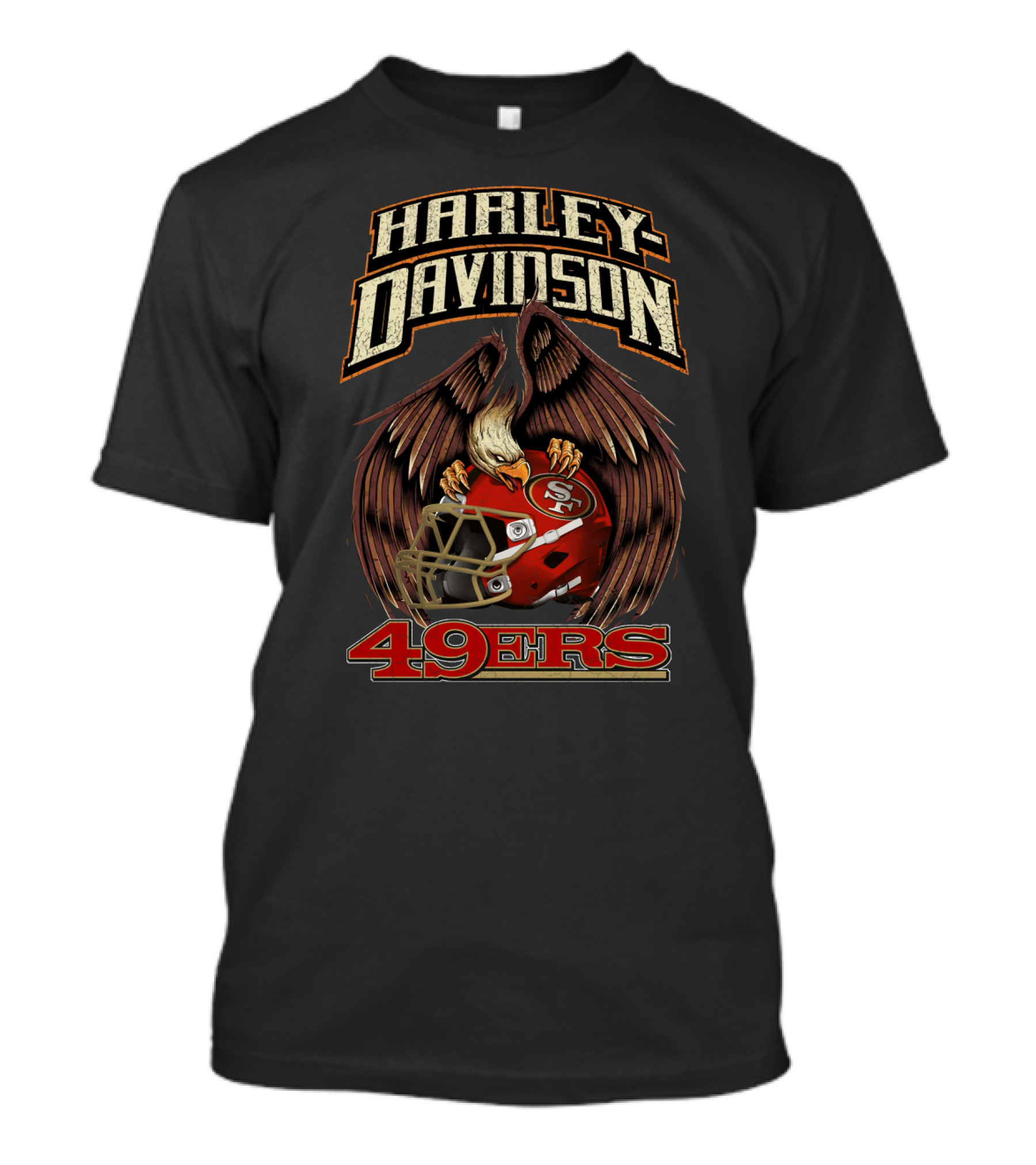 Harley Davidson San Francisco 49ers Hta 21 01 Eagle Helmet T-Shirt