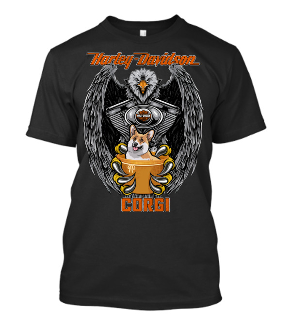 Harley Davidson Eagle Engine Corgi T-Shirt