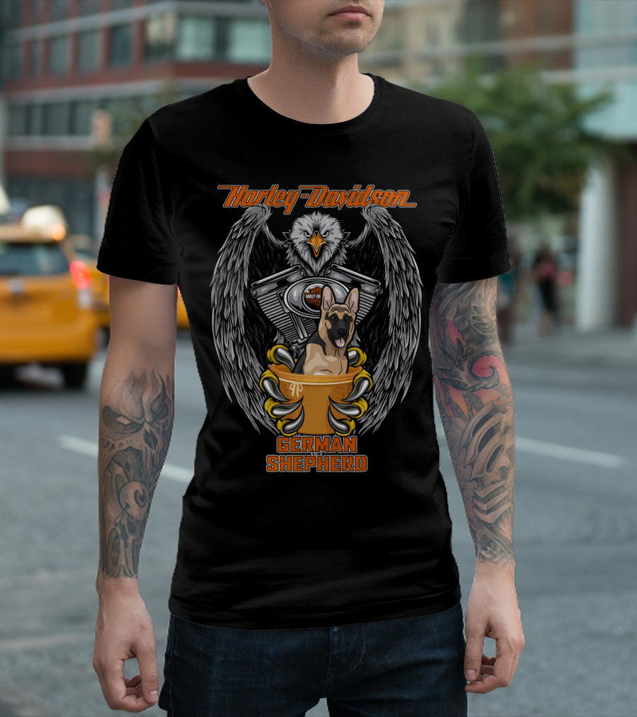 Harley Davidson German Shepherd Eagle Engine T-Shirt