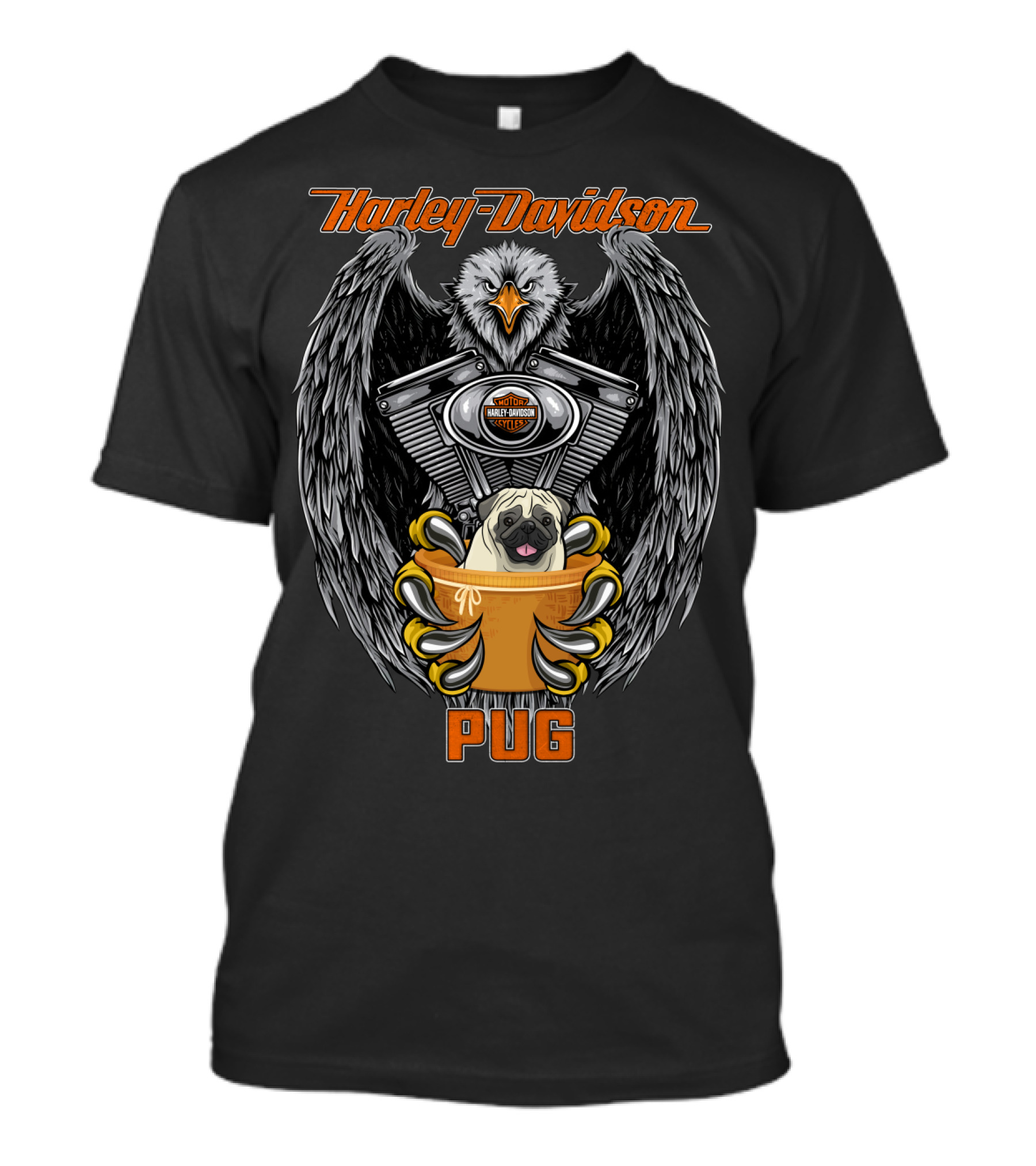 Harley Davidson Pug Eagle Engine T-Shirt
