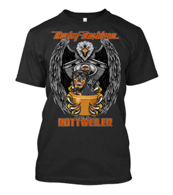 Harley Davidson Rottweiler Motor V-Twin Engine Eagle T-Shirt