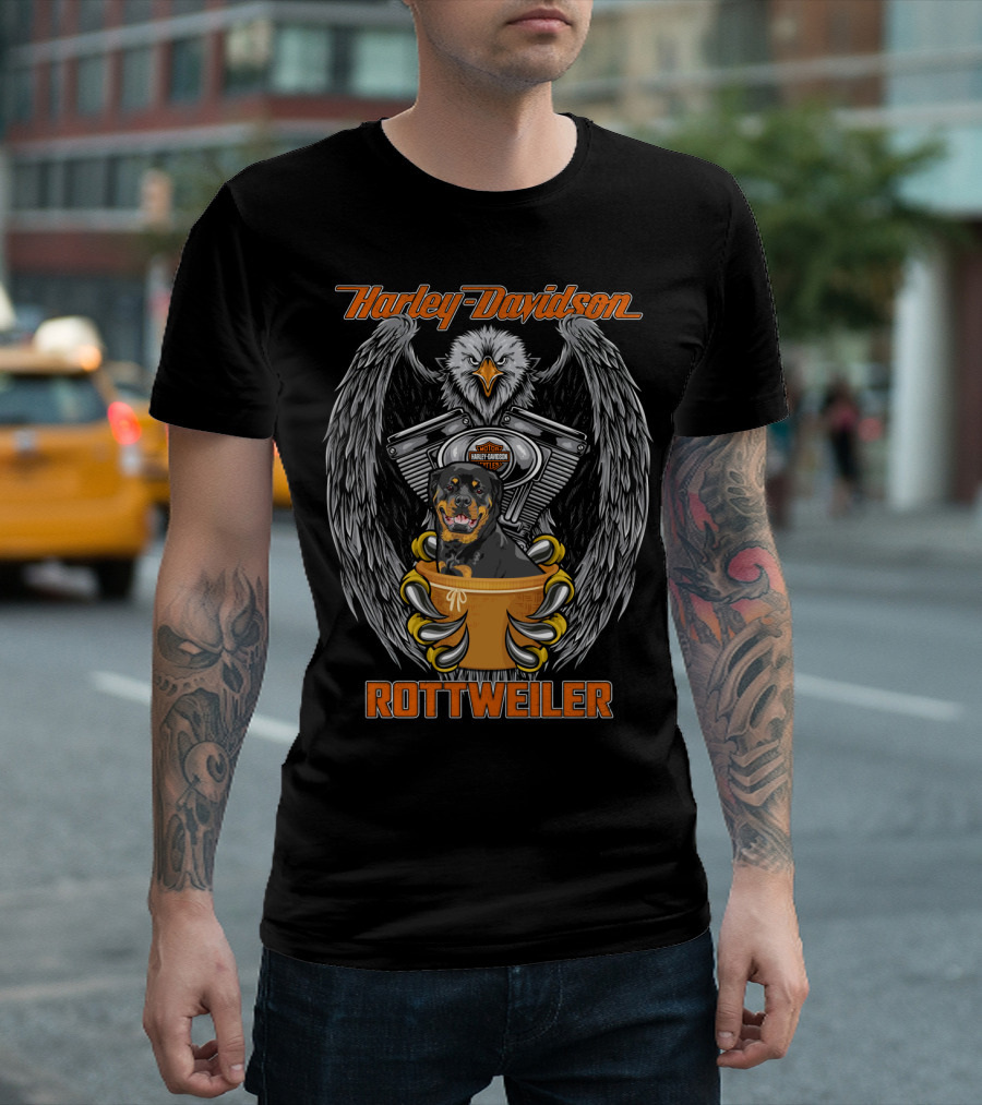 Harley Davidson Rottweiler Motor V-Twin Engine Eagle T-Shirt