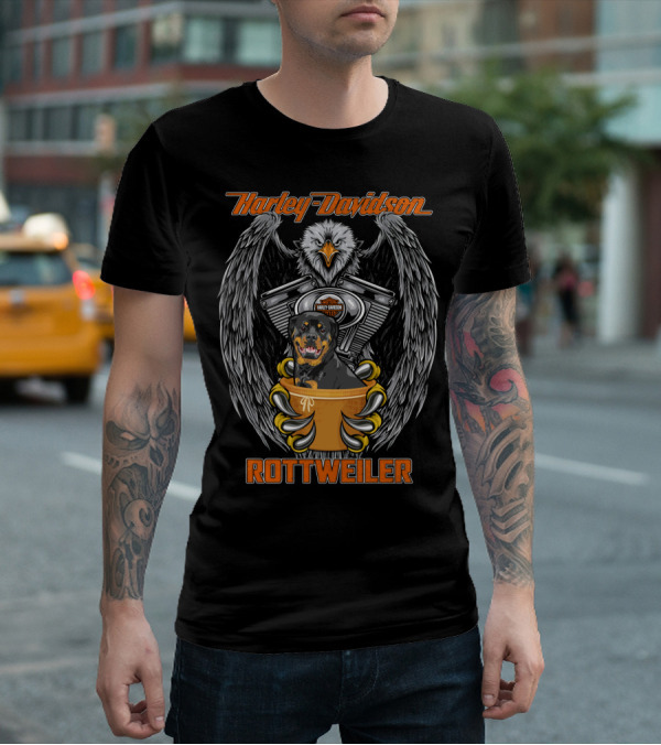 Harley Davidson Rottweiler Motor V-Twin Engine Eagle T-Shirt