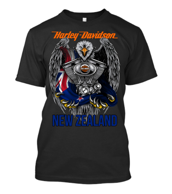 Harley Davidson New Zealand Eagle Engine Flag T-Shirt