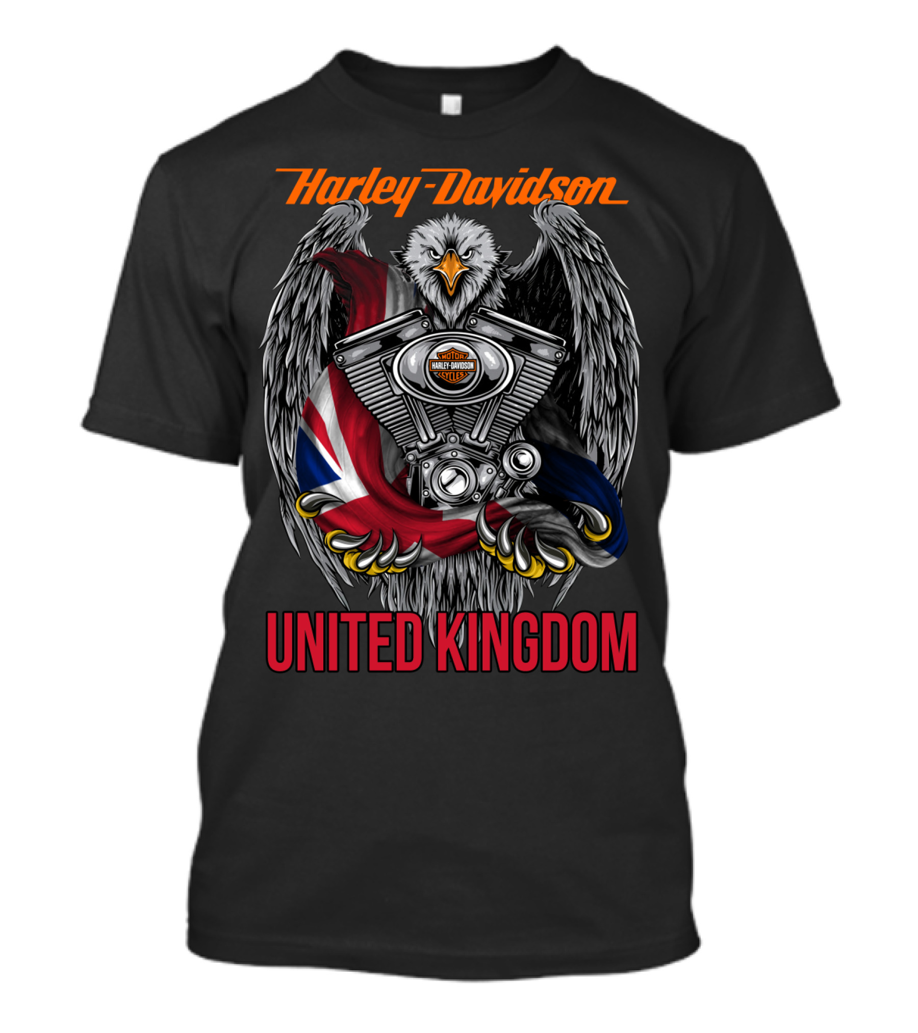 Harley Davidson United Kingdom Eagle Engine Flag T-Shirt
