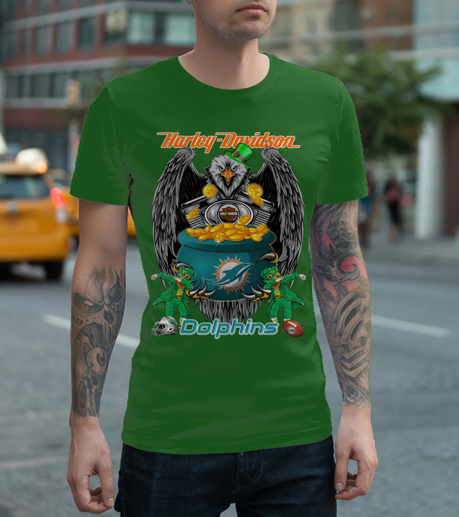 Harley Davidson Miami Dolphins Nfl Eagle Gold Coins T-Shirt