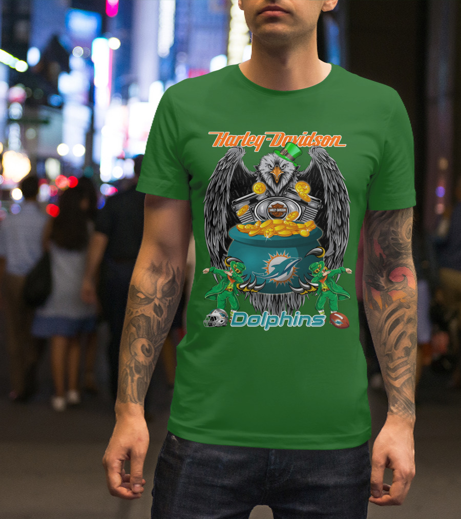 Harley Davidson Miami Dolphins Nfl Eagle Gold Coins T-Shirt