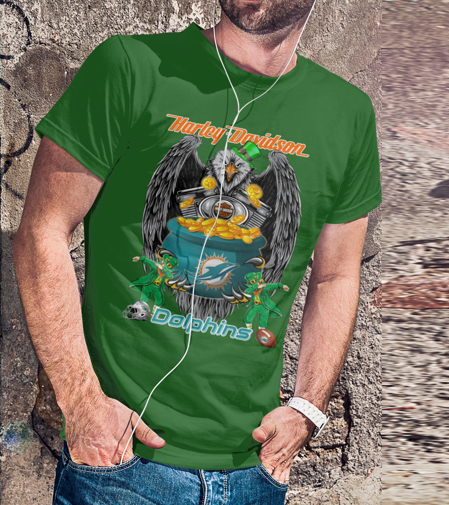 Harley Davidson Miami Dolphins Nfl Eagle Gold Coins T-Shirt
