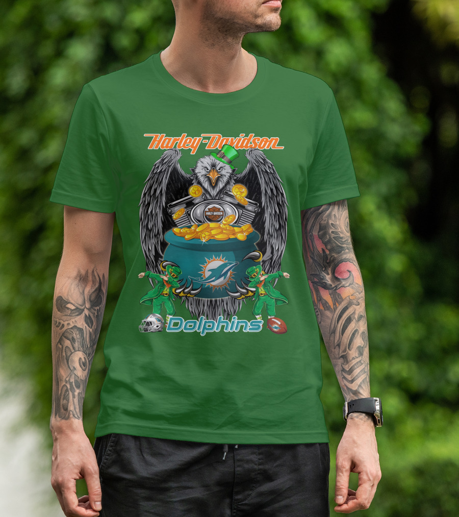 Harley Davidson Miami Dolphins Nfl Eagle Gold Coins T-Shirt