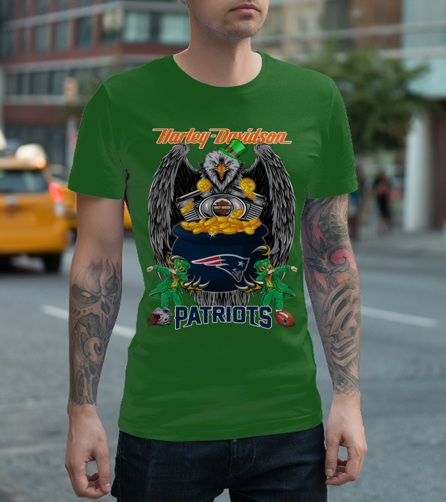 Harley Davidson Nfl New England Patriots 46 St. Patrick's Day T-Shirt
