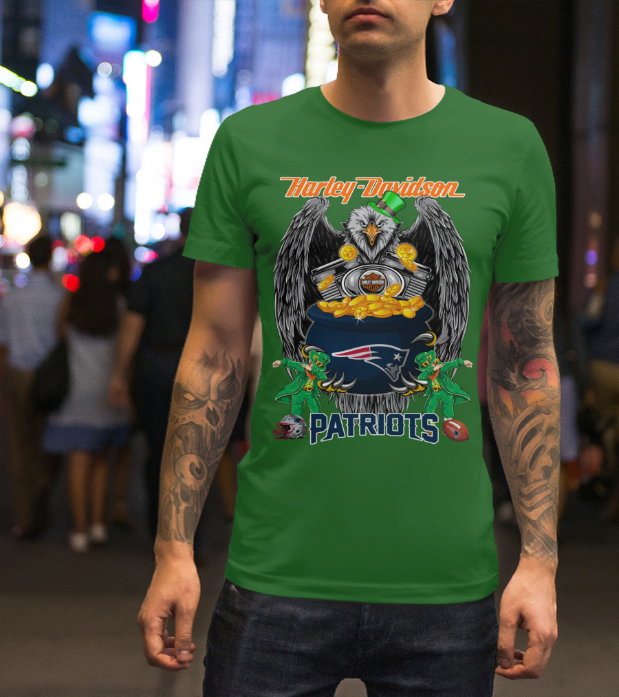 Harley Davidson Nfl New England Patriots 46 St. Patrick's Day T-Shirt