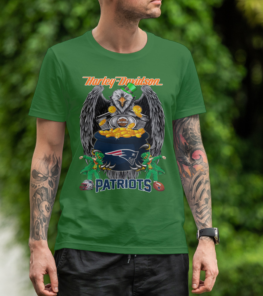Harley Davidson Nfl New England Patriots 46 St. Patrick's Day T-Shirt